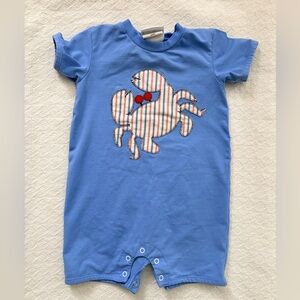 Natalie Grant Blue Romper with Striped Crab Appliquè